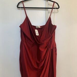 Elegant Red Draped Dress Olive Tree Dress Size 2X Faux Rap